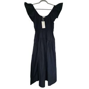 Marea Louise Cotton Poplin Midi Dress Black Size Medium NWT